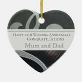 Silver Wedding Anniversary Mum An Dad Editable Ceramic Ornament