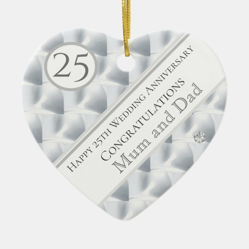 Silver Wedding Anniversary Mum An Dad Editable Ceramic Ornament