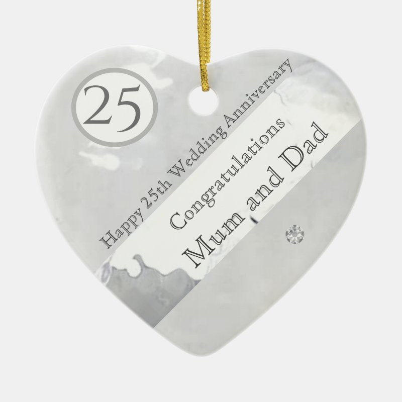 Silver Wedding Anniversary Mum An Dad Editable  Ceramic Ornament