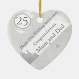 Silver Wedding Anniversary Mum An Dad Editable  Ceramic Ornament