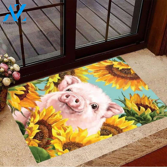 Simple Doormat, Sunflowers and Pig Mat Decorative Floor Mat, Living Room Carpet, Floor Mat Home Decor, Housewarming Gifts, Flower Rug