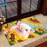 Simple Doormat, Sunflowers and Pig Mat Decorative Floor Mat, Living Room Carpet, Floor Mat Home Decor, Housewarming Gifts, Flower Rug