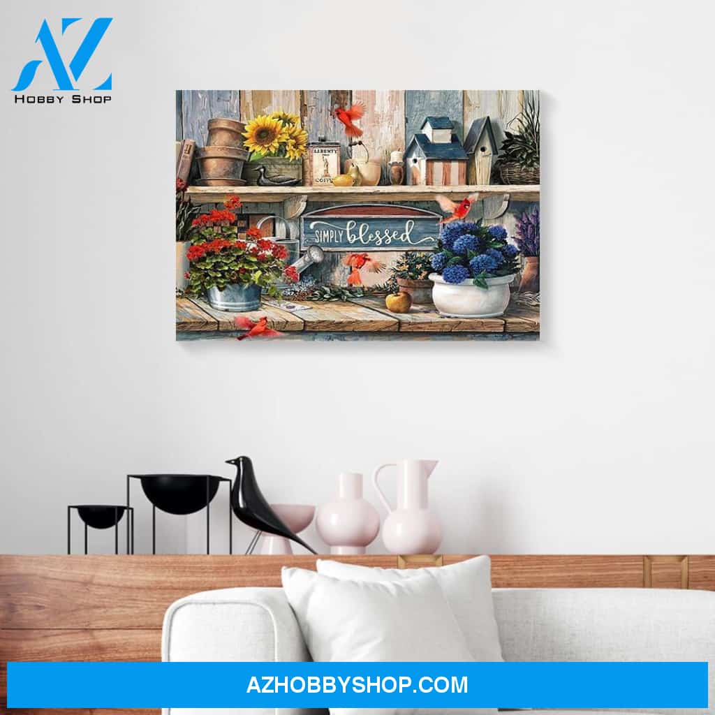 Simply blessed Cardinal Christmas Canvas Wall Art