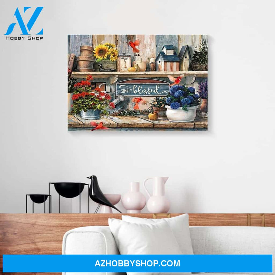 Simply blessed Cardinal Christmas Canvas Wall Art