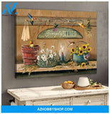 Simply Blessed Farmhouse And Hummingbirds Canvas And Poster, Canvas Painting, Wall Decor Visual Art