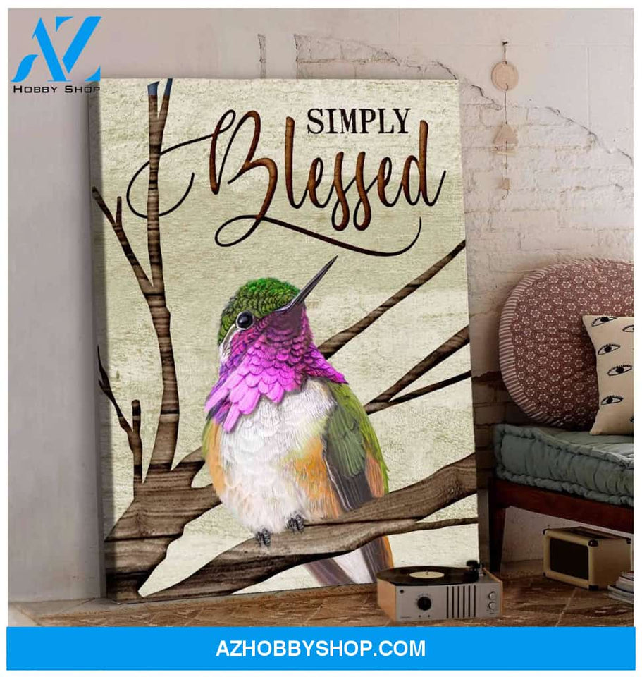 Simply Blessed Hummingbird Wall Art Canvas
