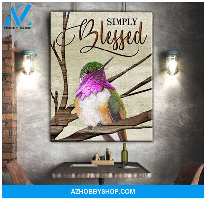 Simply Blessed Hummingbird Wall Art Canvas