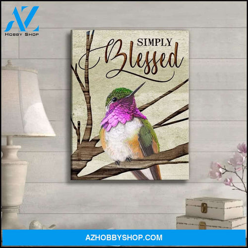 Simply Blessed Hummingbird Wall Art Canvas