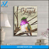 Simply Blessed Hummingbird Wall Art Canvas