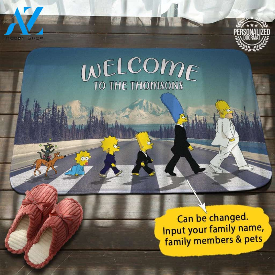 Simpsons Walk Personalized Doormat