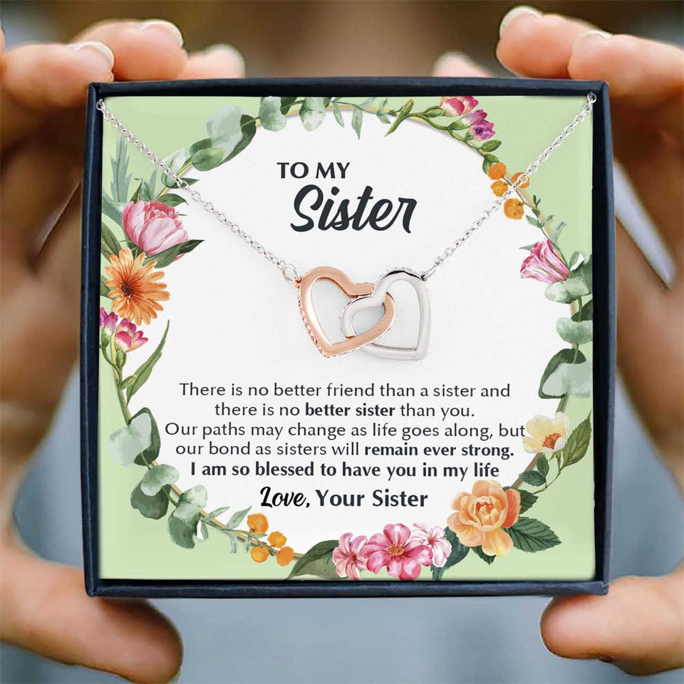 Pamaheart- Interlocking Hearts Necklace- To my Sister - There Is No Better Sister Than You