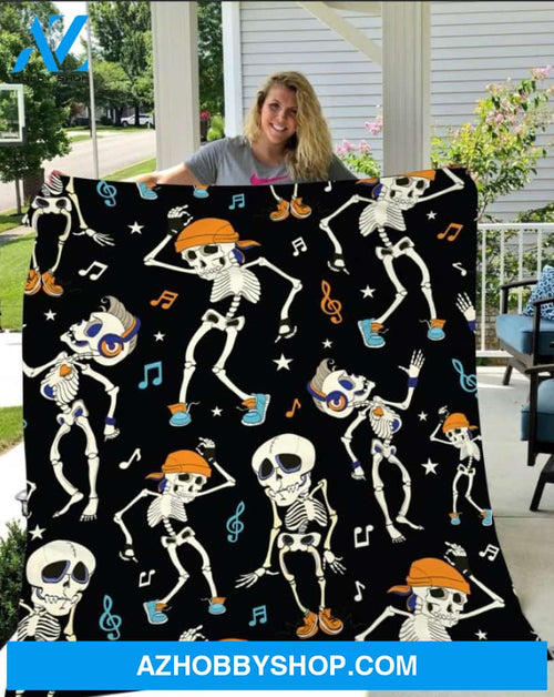 Skeleton Dancing Halloween Gift Fleece Blanket - Sherpa Blanket