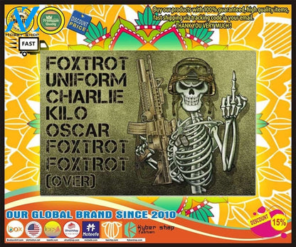 Skeleton Foxtrot uniform charlie kilo oscar doormat