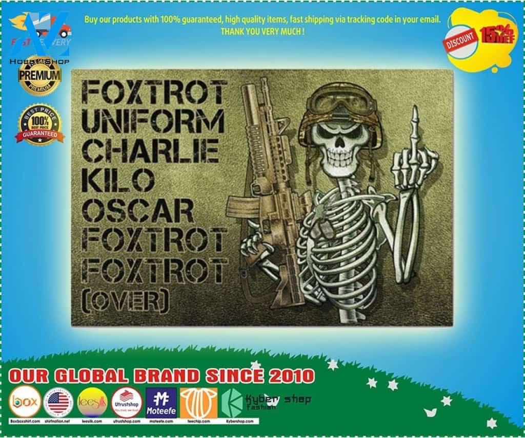 Skeleton Foxtrot uniform charlie kilo oscar doormat