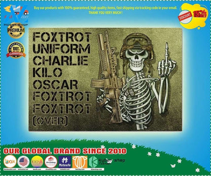 Skeleton Foxtrot uniform charlie kilo oscar doormat