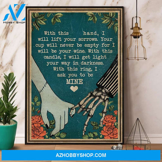 Skeleton I Ask You To Be Mine Retro Halloween Canvas And Poster, Wall Decor Visual Art, Halloween Gift, Happy Halloween