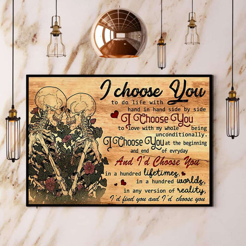 Skeleton I Choose You Paper Poster No Frame Matte Canvas Wall Decor