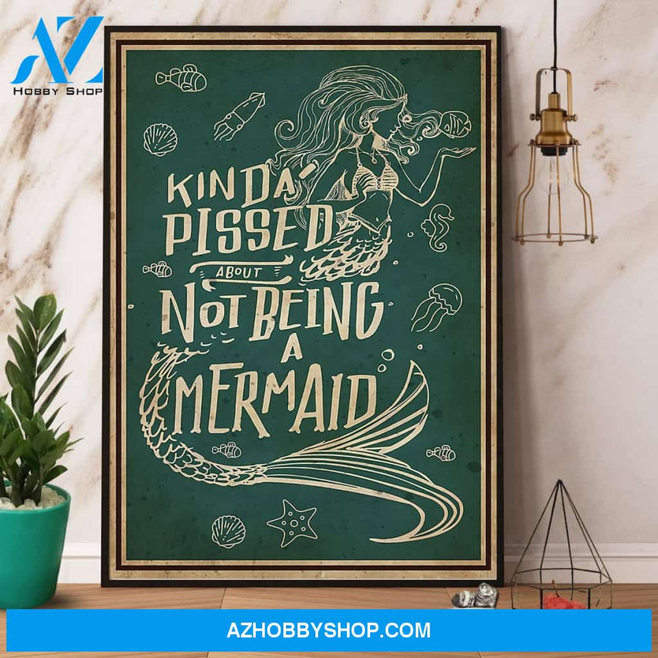 Skeleton Mermaid Kinda Pissed About Not Being A Mermaid Canvas And Poster, Wall Decor Visual Art