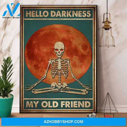 Skeleton Yoga Sunset Hello Darkness My Old Friend Canvas And Poster, Wall Decor Visual Art