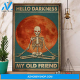 Skeleton Yoga Sunset Hello Darkness My Old Friend Canvas And Poster, Wall Decor Visual Art