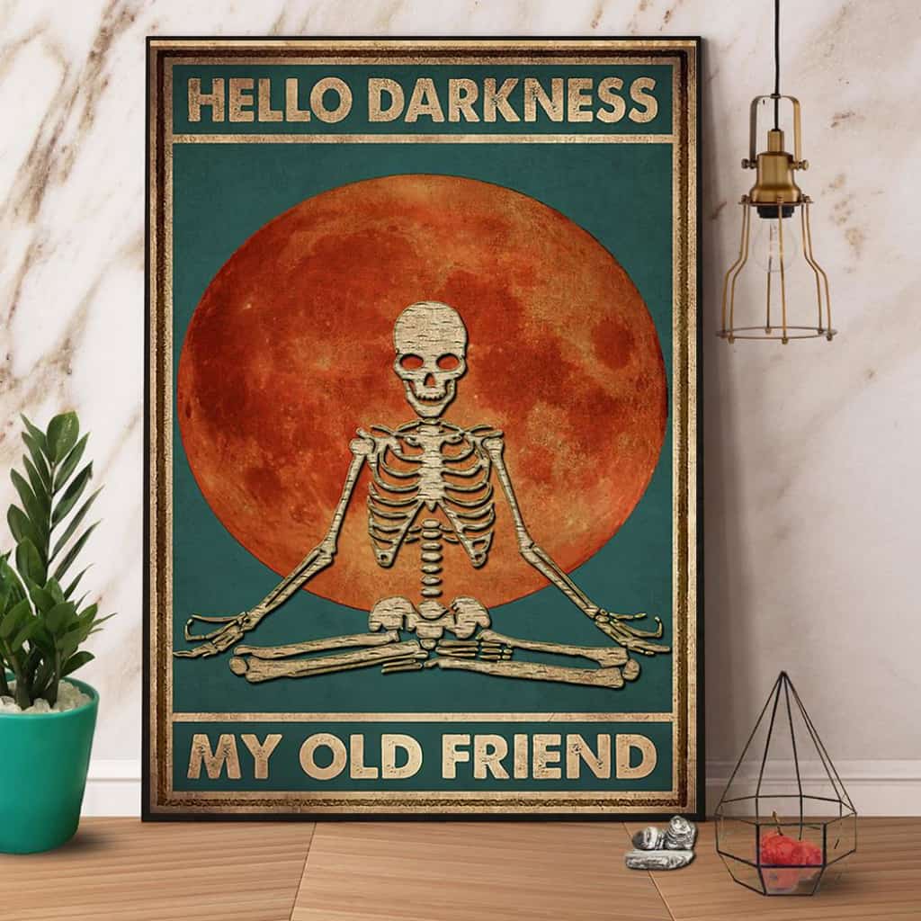 Skeleton Yoga Sunset Hello Darkness My Old Friend Paper Poster No Frame Matte Canvas Wall Decor