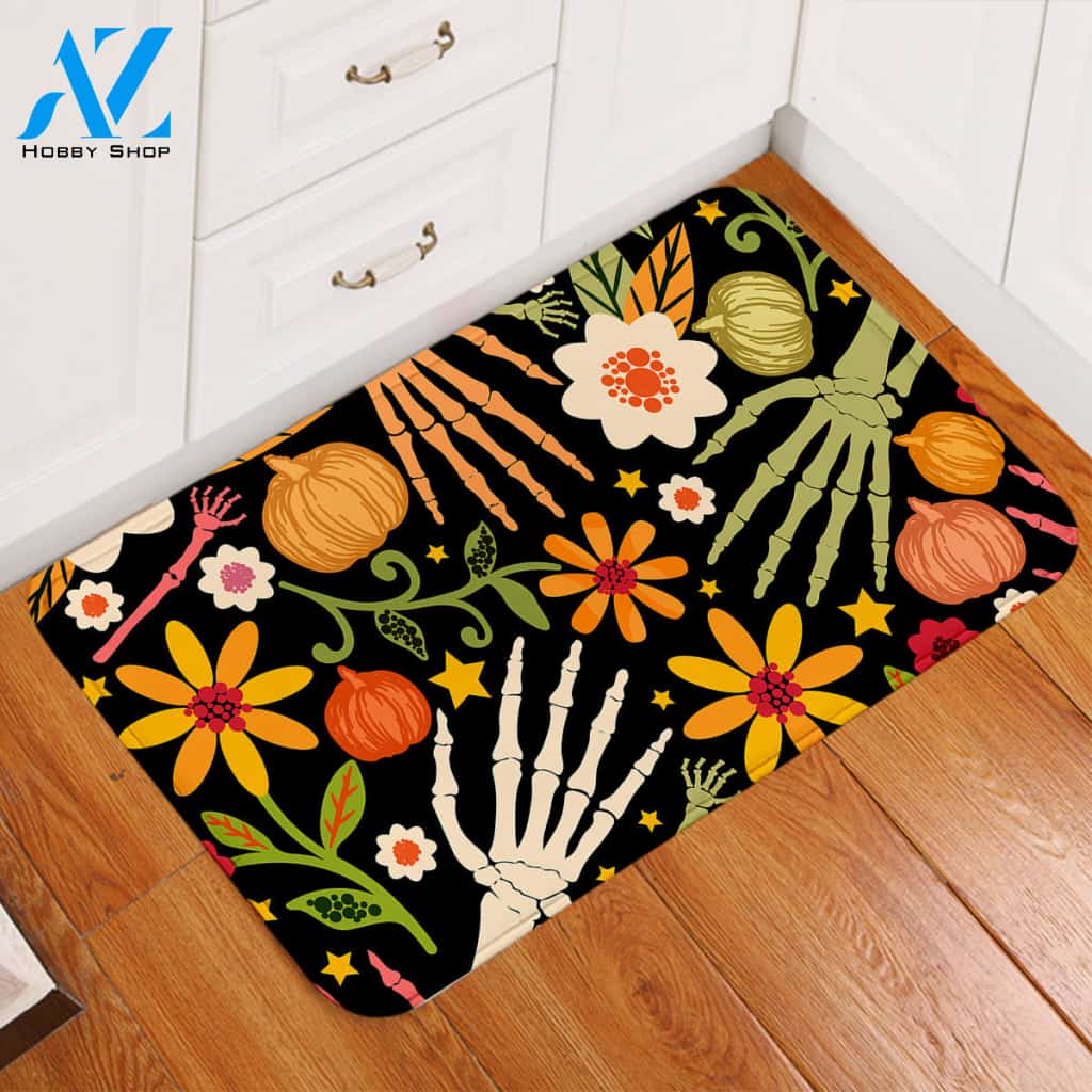 Skelly Hands & Plants Door Mat