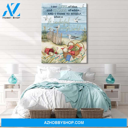 Skies Of Blue Clouds Of White Beach House Decor Vertical Canvas - Gift for family