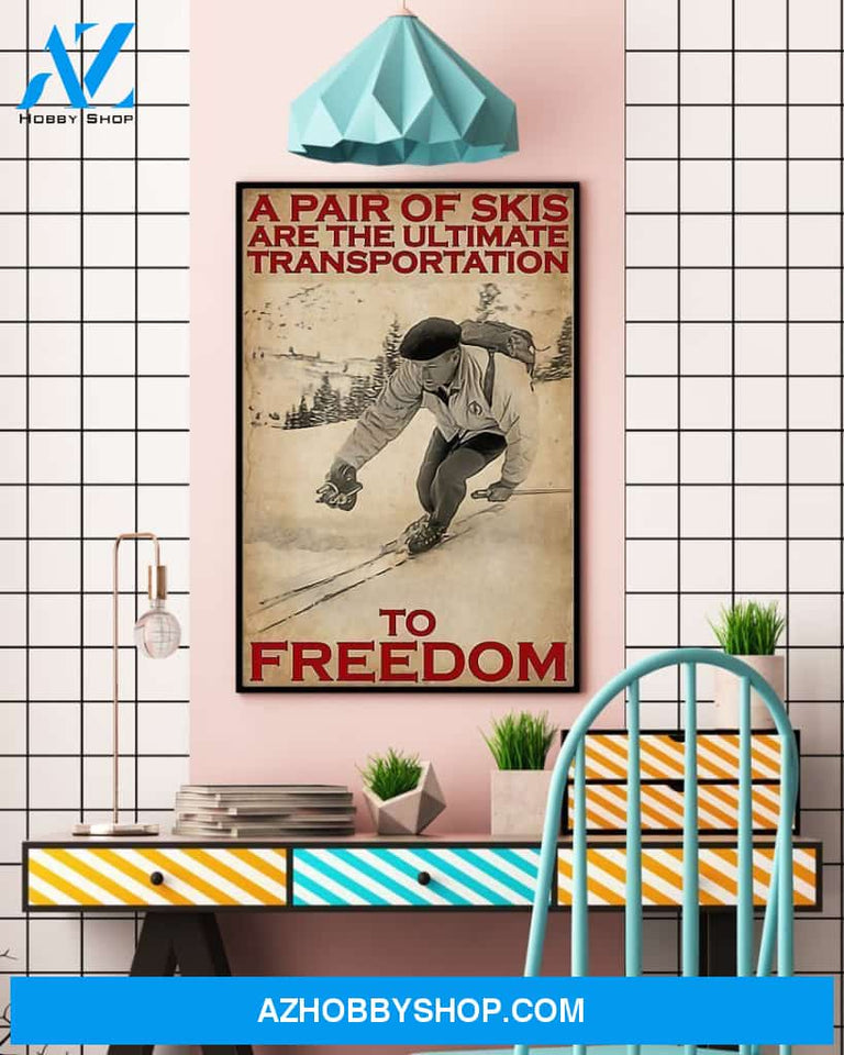 Skiing A Pair Of Skis Vertical Art Canvas, Wall Decor Visual Art