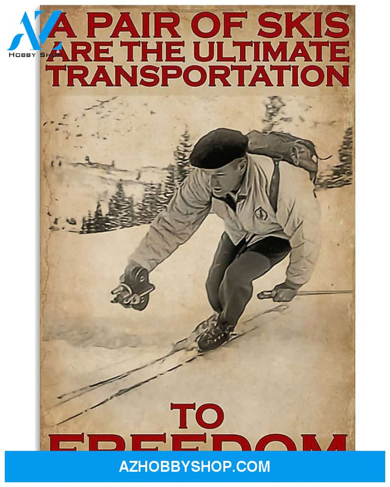 Skiing A Pair Of Skis Vertical Art Canvas, Wall Decor Visual Art