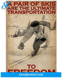 Skiing A Pair Of Skis Vertical Art Canvas, Wall Decor Visual Art