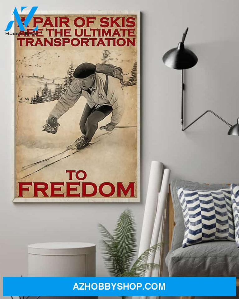 Skiing A Pair Of Skis Vertical Art Canvas, Wall Decor Visual Art