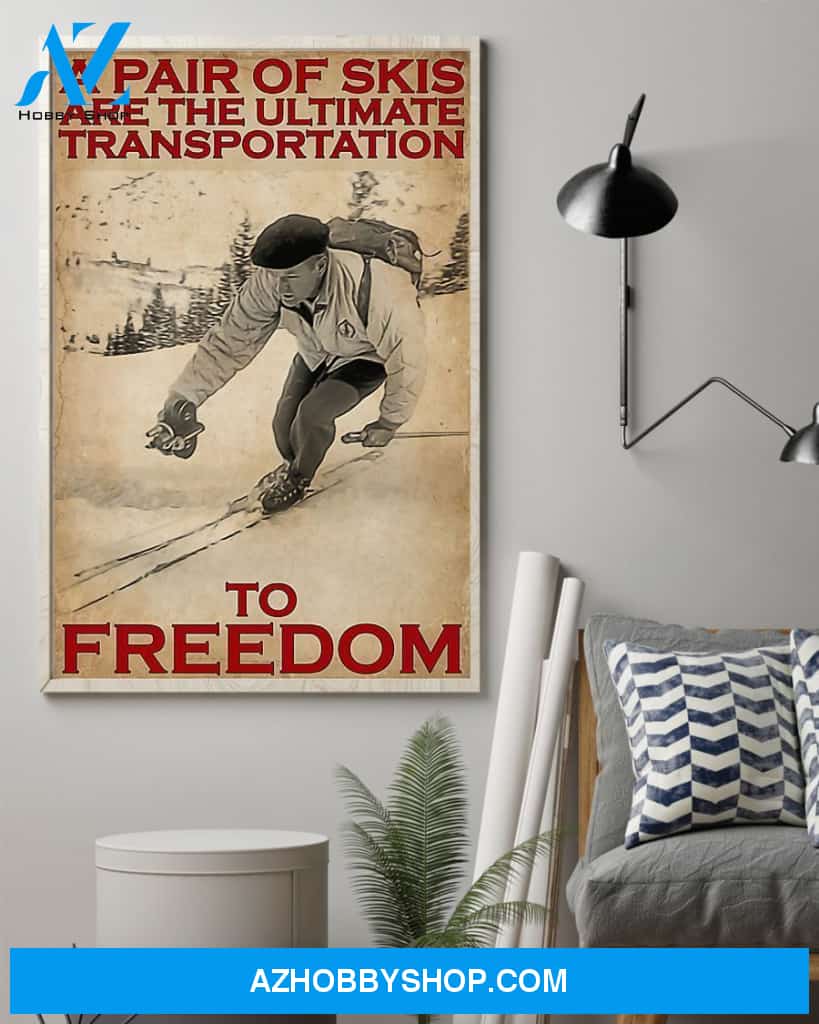 Skiing A Pair Of Skis Vertical Art Canvas, Wall Decor Visual Art