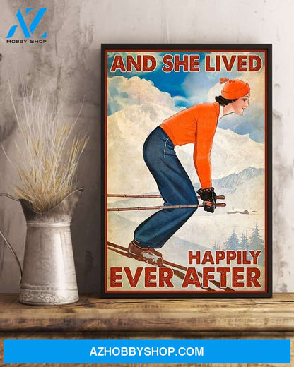 Skiing And She Lived Happily Ever After Vertical Canvas Prints, Wall Decor Visual Art