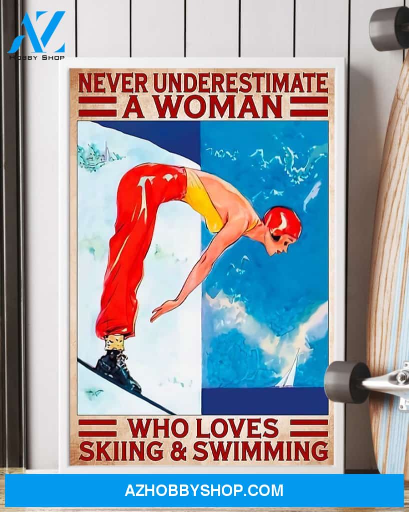 Skiing And Swimming Vertical Canvas Prints, Wall Decor Visual Art