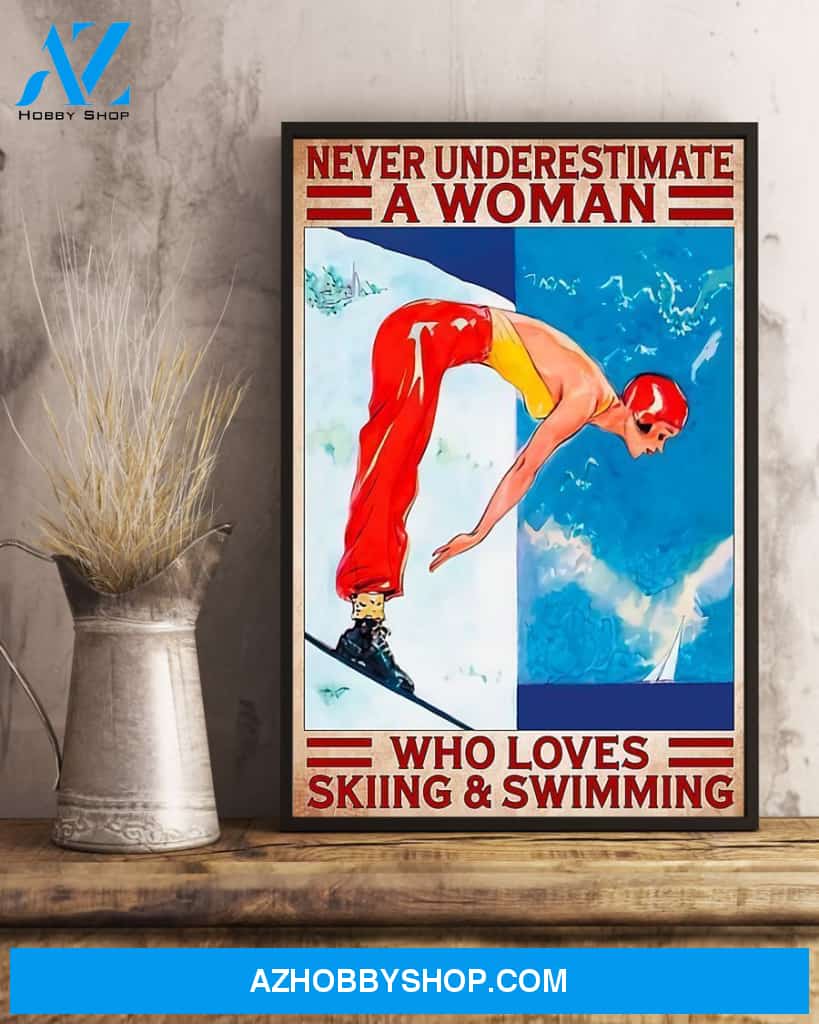 Skiing And Swimming Vertical Canvas Prints, Wall Decor Visual Art