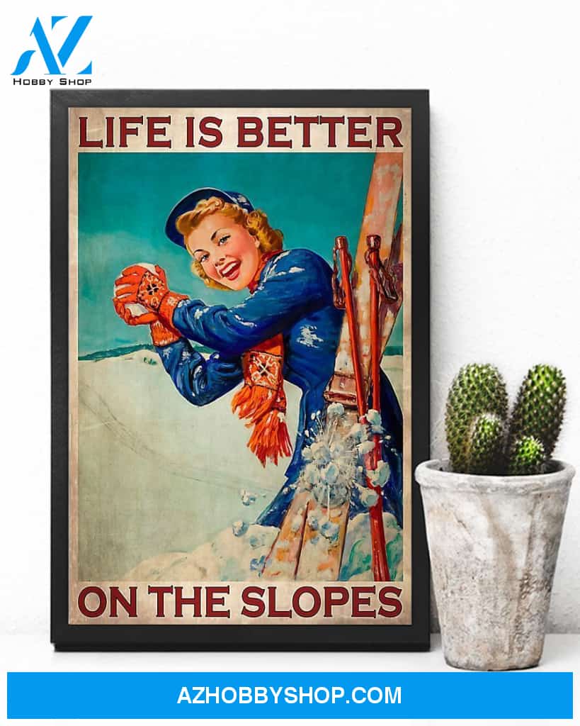 Skiing Better On The Slopes Vertical Art Canvas, Wall Decor Visual Art