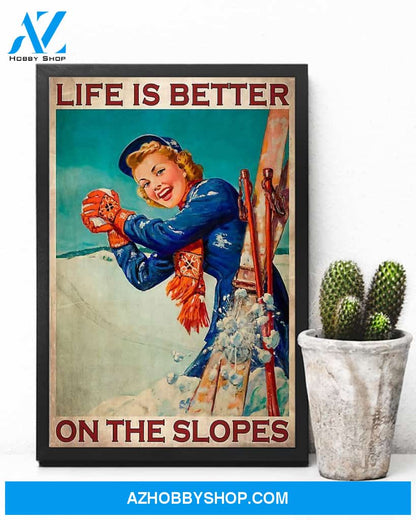 Skiing Better On The Slopes Vertical Art Canvas, Wall Decor Visual Art