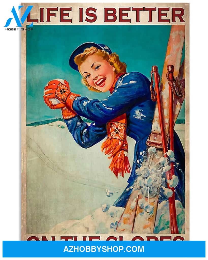 Skiing Better On The Slopes Vertical Art Canvas, Wall Decor Visual Art