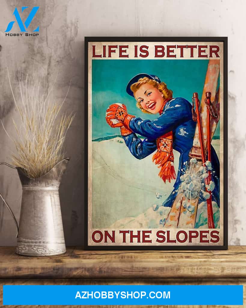 Skiing Better On The Slopes Vertical Art Canvas, Wall Decor Visual Art