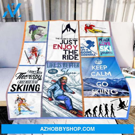 Skiing Blanket, Skiing Life Is Better On The Slopes Blanket Gift For Skiing Lover