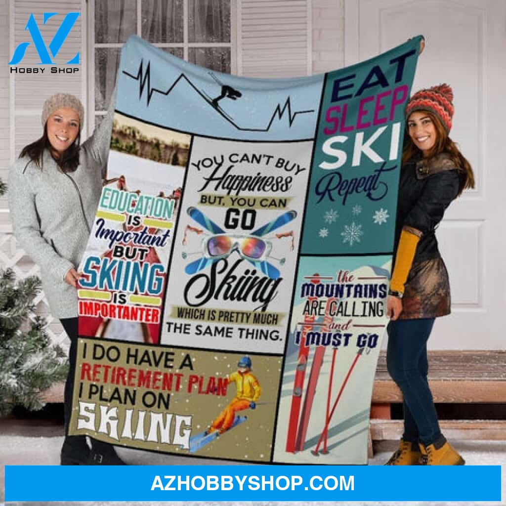 Skiing Blanket, You Can Go Skiing Fleece Blanket