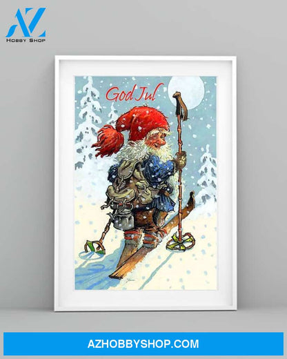 Skiing God Jul Easter Canvas And Poster, Wall Decor Visual Art, Wall Poster, My Poster Wall