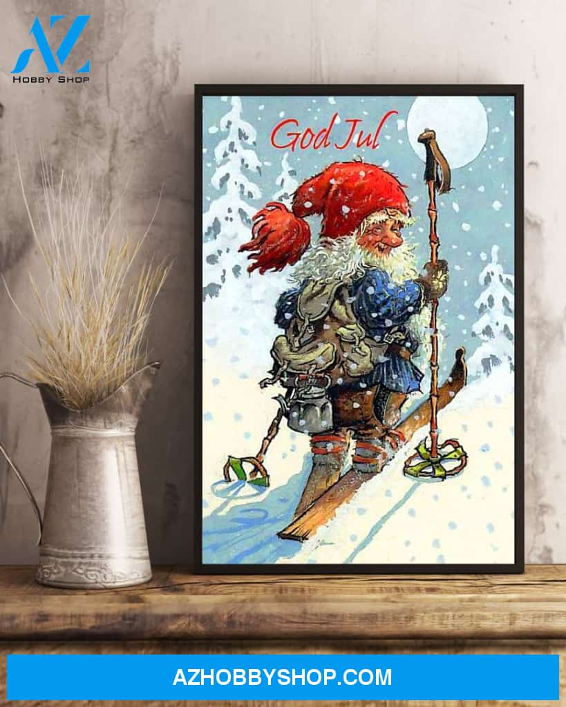 Skiing God Jul Easter Canvas And Poster, Wall Decor Visual Art, Wall Poster, My Poster Wall
