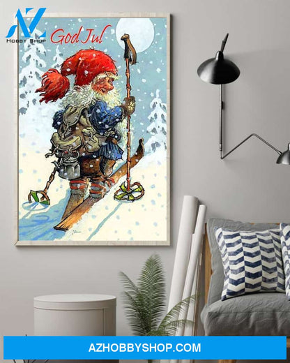 Skiing God Jul Easter Canvas And Poster, Wall Decor Visual Art, Wall Poster, My Poster Wall