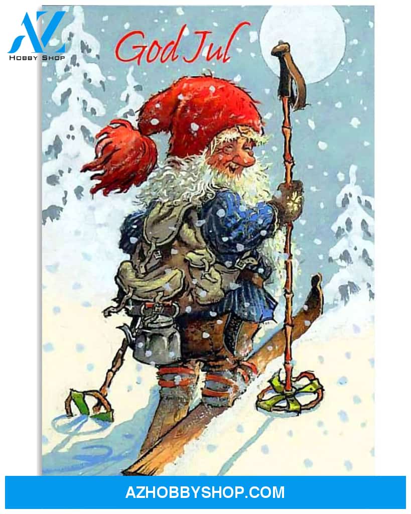 Skiing God Jul Easter Canvas And Poster, Wall Decor Visual Art, Wall Poster, My Poster Wall