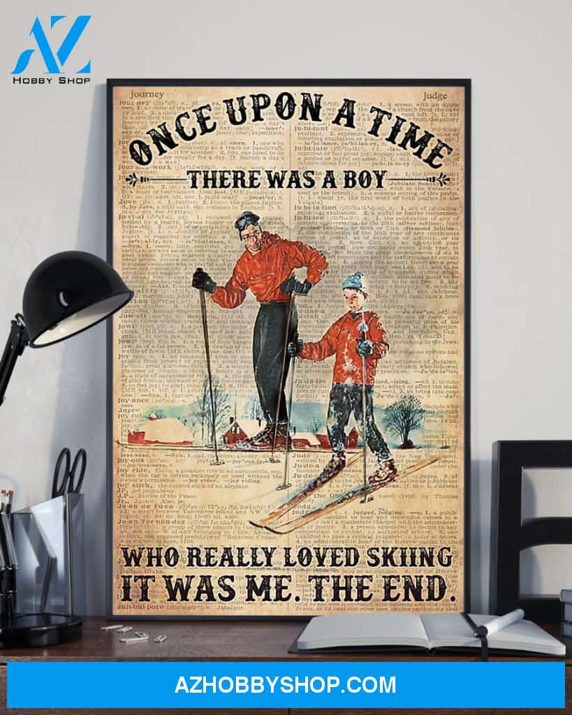 Skiing Once Upon A Time Vertical Canvas Gift, Wall Decor Visual Art