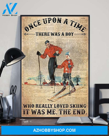 Skiing Once Upon A Time Vertical Canvas Gift, Wall Decor Visual Art