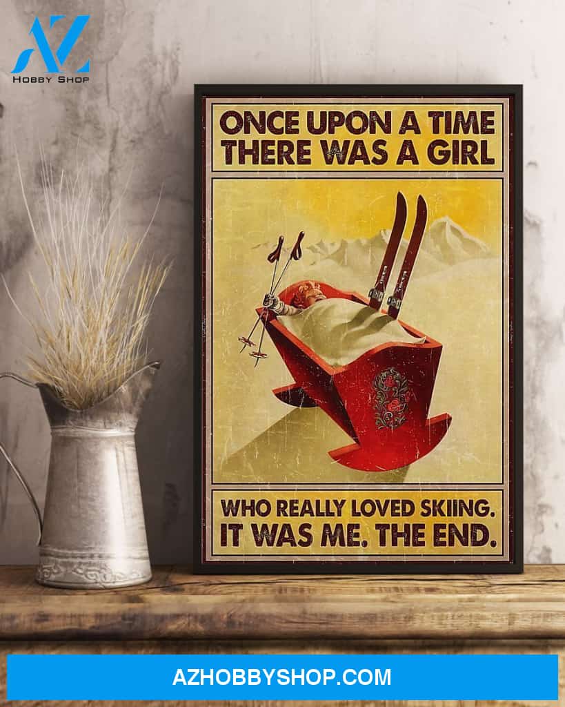 Skiing Once Upon A Time Vertical Canvas Gift, Wall Decor Visual Art