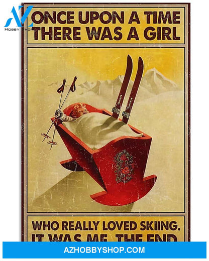 Skiing Once Upon A Time Vertical Canvas Gift, Wall Decor Visual Art