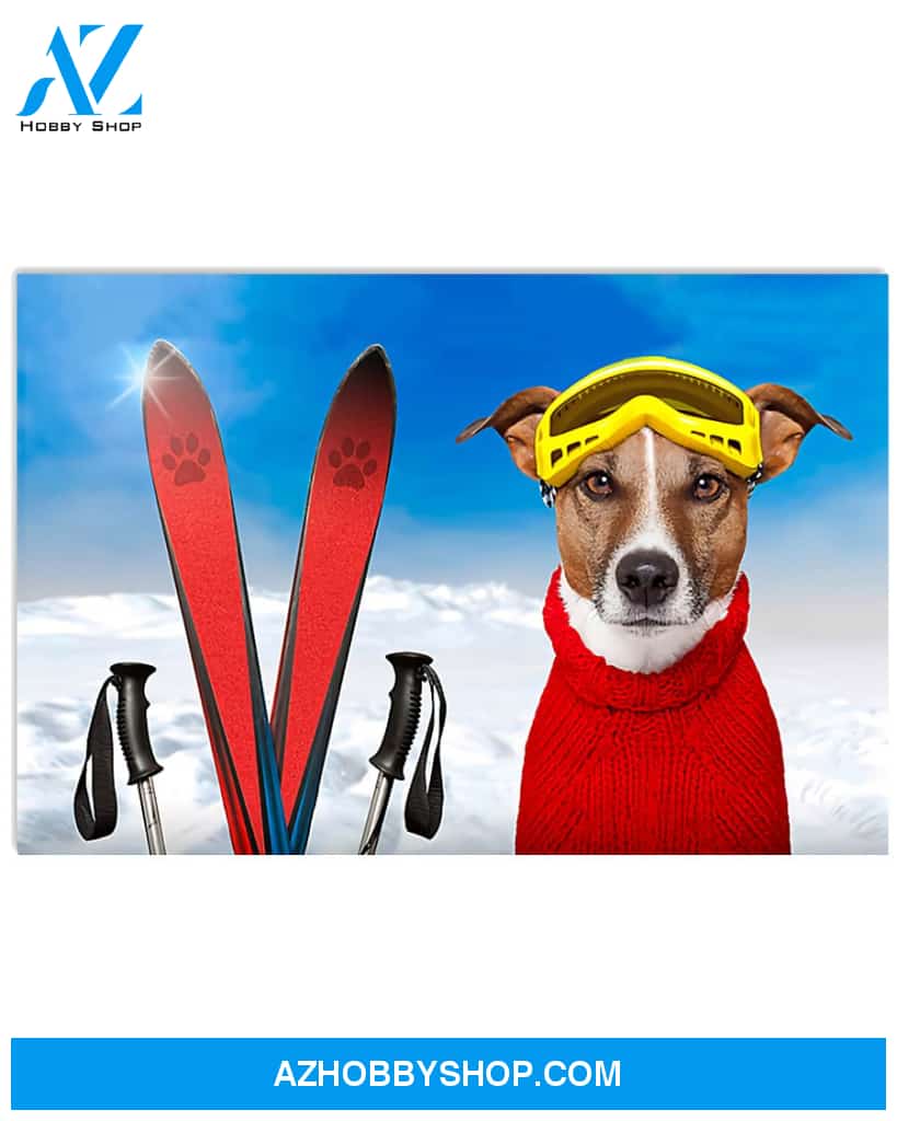 Skiing Poster With Dog Wall Decor